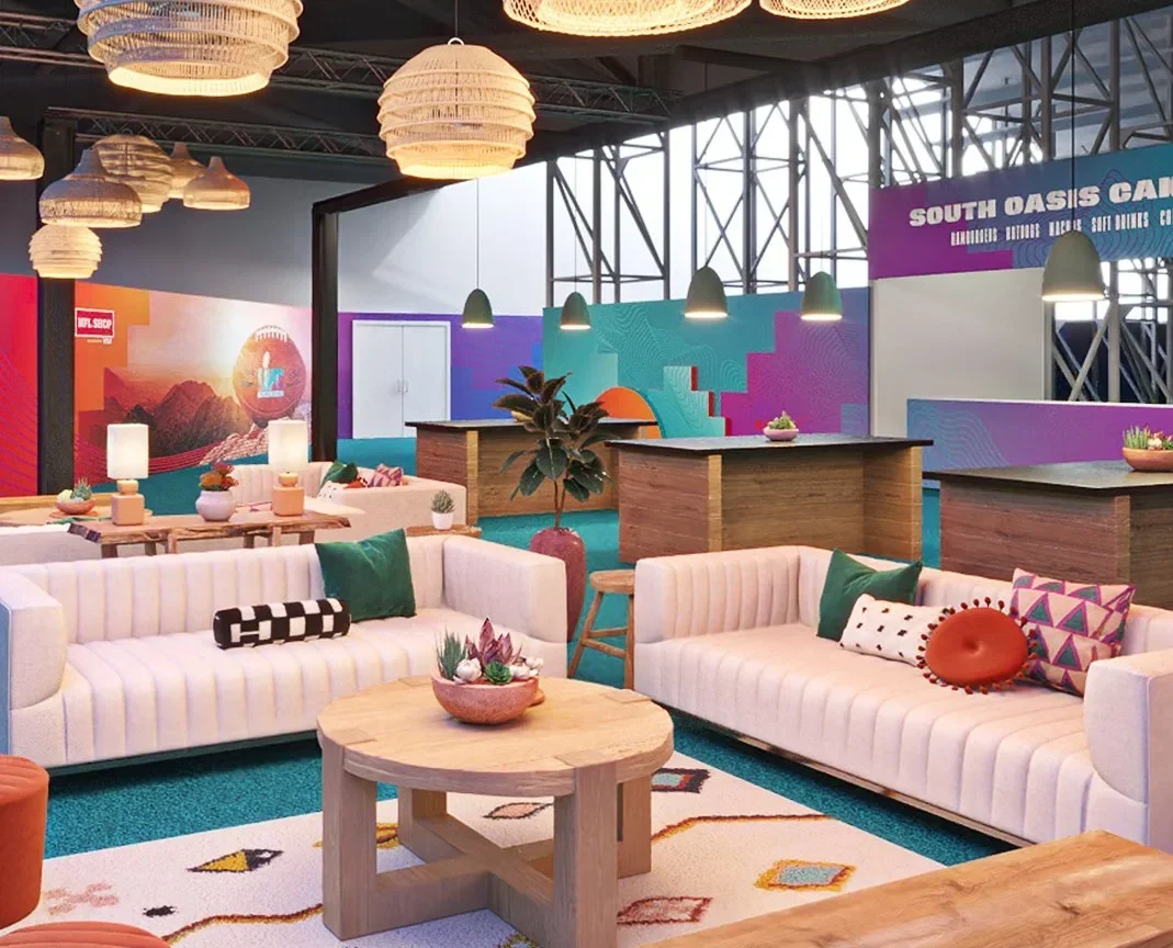 Super Bowl: NFL VIP area: 3d experiential design & event visualization by Frederico Phillips